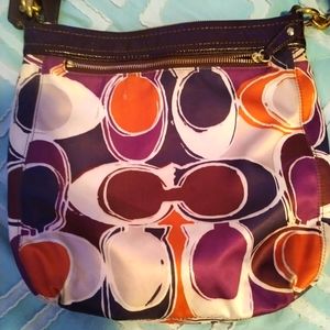 Coach Ashley Hand Drawn Scarf Print Hippie Crossbody Bag Purse Tote F20016